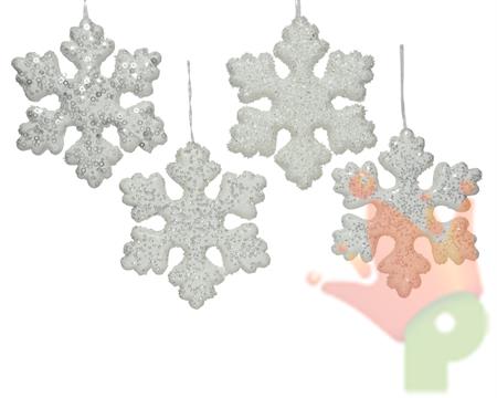 FIOCCO DI NEVE DA APPENDERE 21 CM BIANCO GLITTER