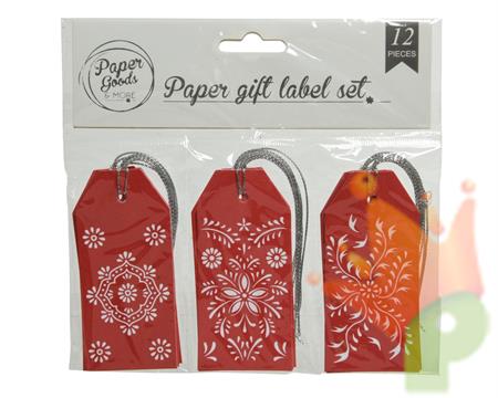 CHIUDIPACCO 4X8,5 CM ROSSO CON DECORI 12 PZ