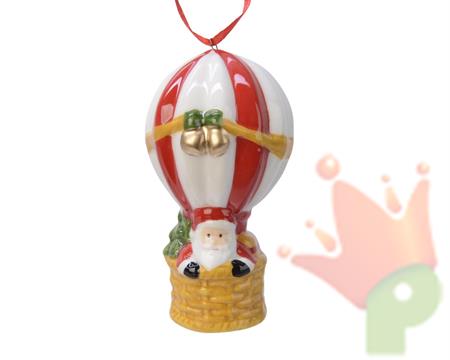 MONGOLFIERA DA APPENDERE 10,4 CM CON BABBO NATALE