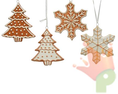 PENDENTE ALBERO/FIOCCO DI NEVE IN CERAMICA DA APPENDERE 9 CM