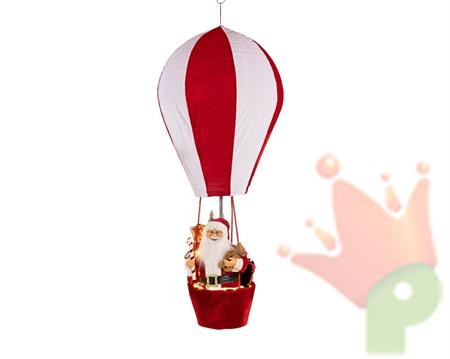 BABBO NATALE IN MONGOLFIERA CON LED BIANCO CALDO 100X100X150 CM