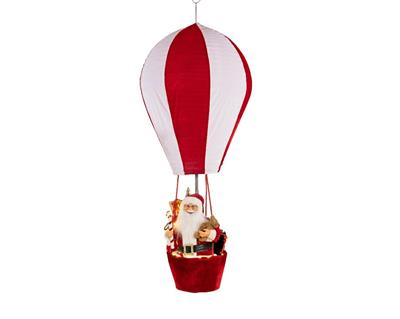 BABBO NATALE IN MONGOLFIERA CON LED BIANCO CALDO 100X100X150 CM