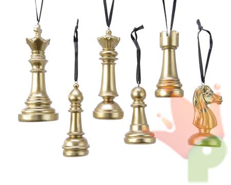 PEDINA SCACCHI DA APPENDERE 4,5X4,5X8 CM ORO