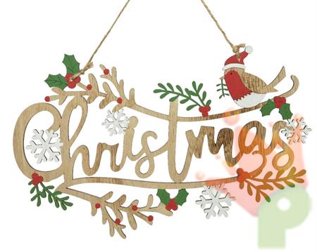 SCRITTA DECORATIVA 30X19,5 CM CHRISTMAS IN COMPENSATO