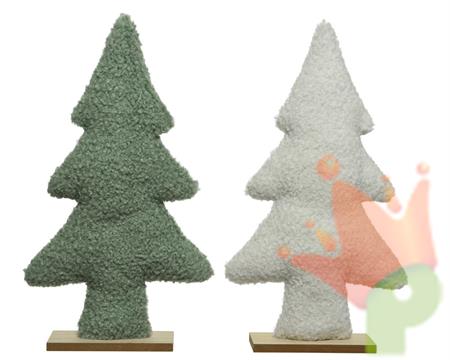 ALBERO IN TESSUTO 6X27X48 CM SU BASE LEGNO VERDE/BIANCO