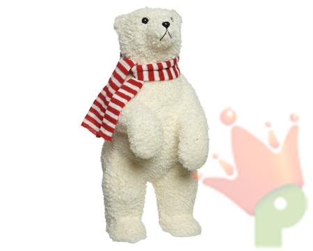 ORSO POLARE 24X21X47,5 CM CON SCIARPA BIANCO