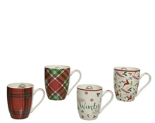 TAZZA IN PORCELLANA DECORARTA NATALIZIA 10,5CM 4ASS