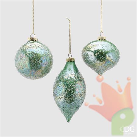 PALLINE DI NATALE VERDE 3 FORME ASSORTITE -EDG-