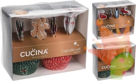 KIT CUPCAKE + DECO NATALE 120 PZ