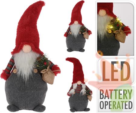 GNOMO PELUCHE ROSSO CON LED 46 CM