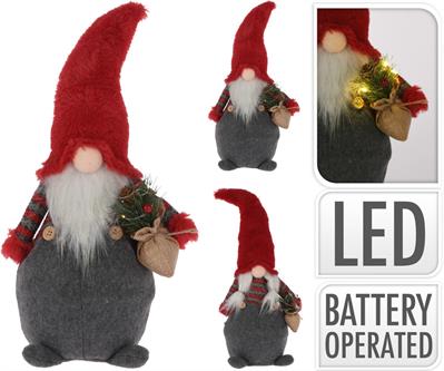 GNOMO PELUCHE ROSSO CON LED 46 CM