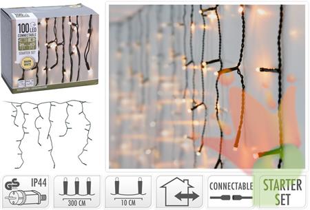 LUCI DI NATALE A TENDA BIANCO CALDO 100 LED