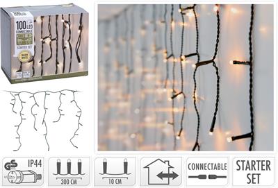 LUCI DI NATALE A TENDA BIANCO CALDO 100 LED