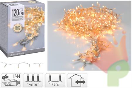 LUCI DI NATALE 120 LED BIANCO CALDO LUCE FISSA