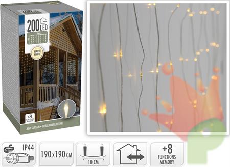 LUCI DI NATALE A TENDA 200 LED BIANCO CALDO