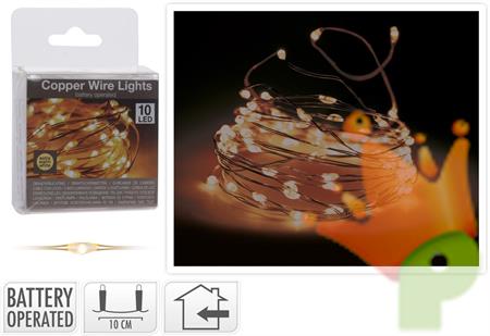 LUCI DI NATALE A BATTERIA 10 LED BIANCO CALDO