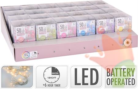 LUCI DI NATALE A BATTERIA 50 LED 6 COLORI
