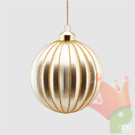 PALLINA DI NATALE VETRO ORO RIGHE 10 CM - EDG -