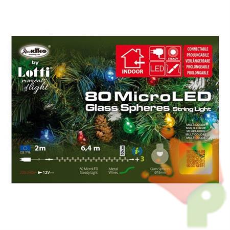 LUCI DI NATALE 80 SFERE MICROLED IN VETRO MULTICOLOR