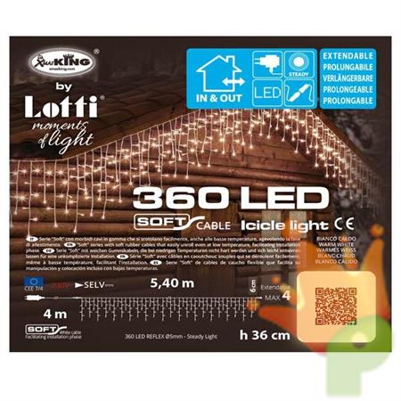 TENDA ICE LIGHT 360 LED BIANCO CALDO LUCE FISSA PROLUNGABILE