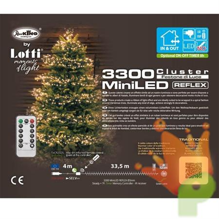 LUCI DI NATALE CLUSTER 3300 MINILED BIANCO CALDO REMOTE CONTROL