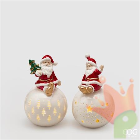 BABBO NATALE CON SFERA LED H. 14 CM - 2 ASS