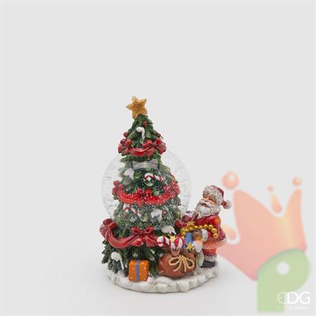 SFERA MAGICA BABBO NATALE CON ALBERO H.13,5 CM