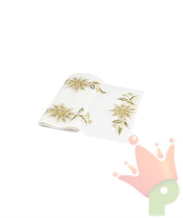 RUNNER STOFFA BIANCO RICAMO ORO 40X150 CM