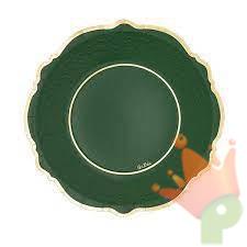 PIATTI LIBERTY VERDONE CON BORDO ORO 27 CM 8 PZ