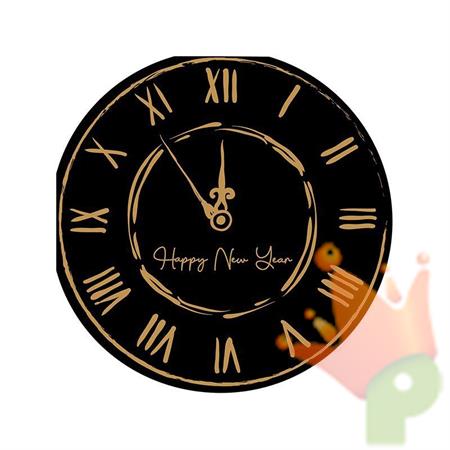 TOVAGLIOLI SAGOMATI HAPPY NEW YEAR CLOCK 33X33 CM 16 PZ