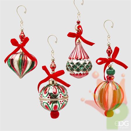 PALLINA DI NATALE VETRO DECORO VINTAGE 4 ASSORTITE - EDG -