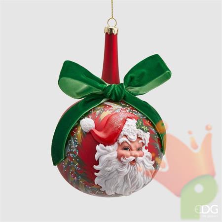 PALLINA DI NATALE VETRO ROSSO BABBO NATALE 10 CM - EDG -
