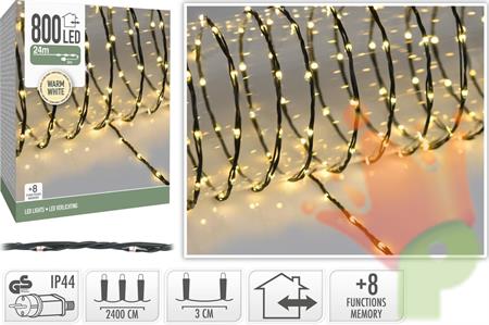 LUCI DI NATALE 800 LED BIANCO CALDO 8 GIOCHI