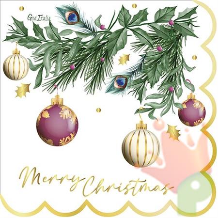 TOVAGLIOLI CHRISTMAS DANDY WHITE CON SMERLO 33X33 16 PZ