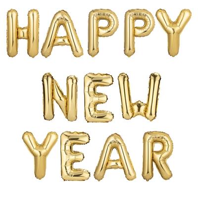 PALLONCINO SCRITTA HAPPY NEW YEAR MYLAR ORO 40 CM