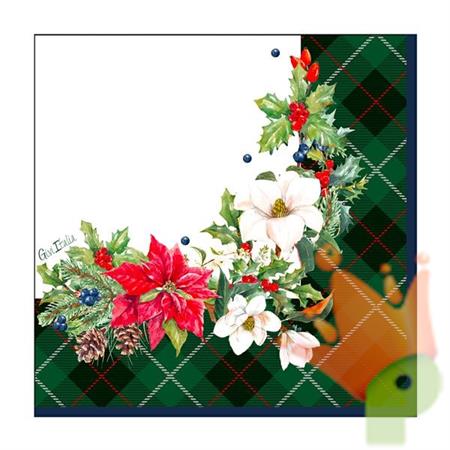 TOVAGLIOLI CHRISTMAS TARTAN 33X33 CM 16 PZ
