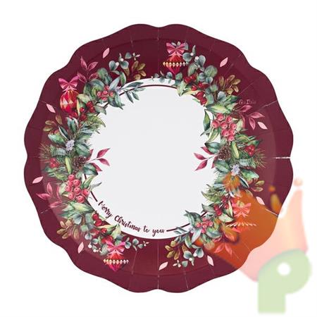 PIATTI NATALIZI IN CARTA CHERRY CHRISTMAS 27 CM 8 PZ