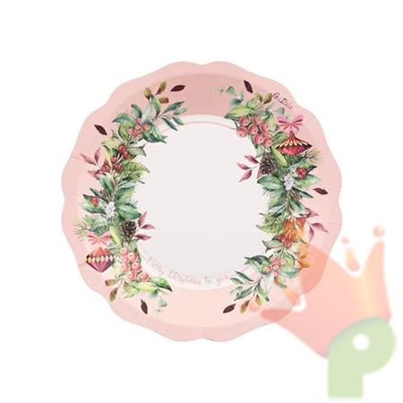 PIATTI IN CARTA NATALIZI CHERRY CHRISTMAS 21 CM 8 PZ