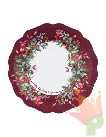 PIATTI FONDI IN CARTA CHERRY CHRISTMAS 24 CM 8 PZ