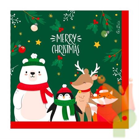 TOVAGLIOLI NATALIZI SANTA'S FRIENDS 33X33 CM 16 PZ