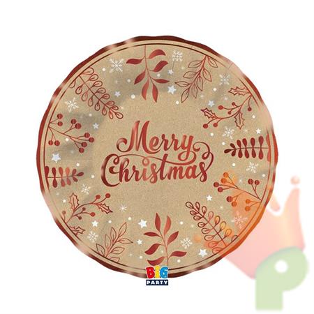 PIATTI FONDI NATALIZI IN CARTONCINO KRAFT XMAS 6 PZ 24 CM