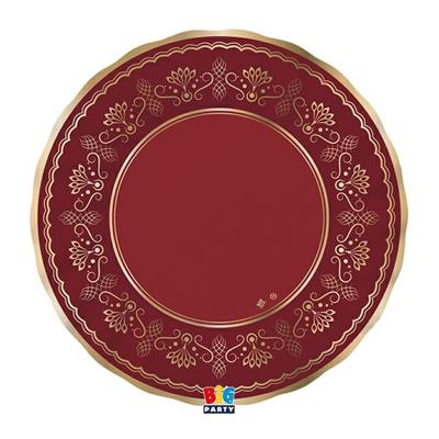 PIATTI NATALIZI ROYAL RED GOLD 6 PZ 25 CM