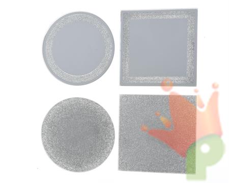 SPECCHIO DECORATIVO CON GLITTER ARGENTO