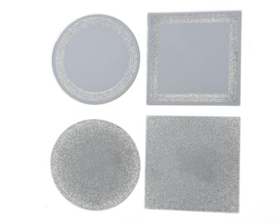 SPECCHIO DECORATIVO CON GLITTER ARGENTO