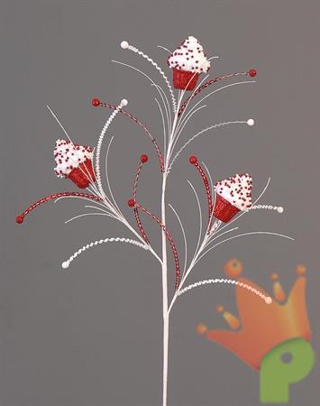 RAMO DECORO CUPCAKE BIANCO ROSSO 82 CM