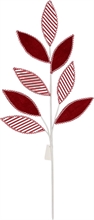 RAMO CON FOGLIE A STRISCE BIANCHE ROSSE 77 CM