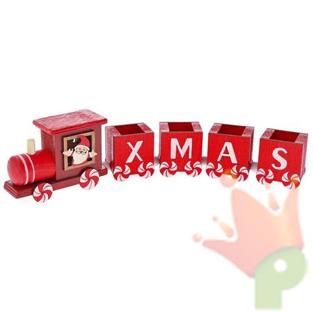 TRENO NATALIZIO DECORATIVO ROSSO XMAS 28X4X6 CM