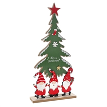ALBERO DI NATALE IN LEGNO CON GNOMI 18X5X38 CM