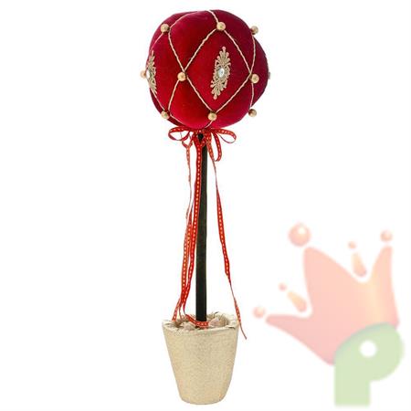 PALLINA ROSSA TESSUTO DECORO ORO IN VASO 22X22X68 CM