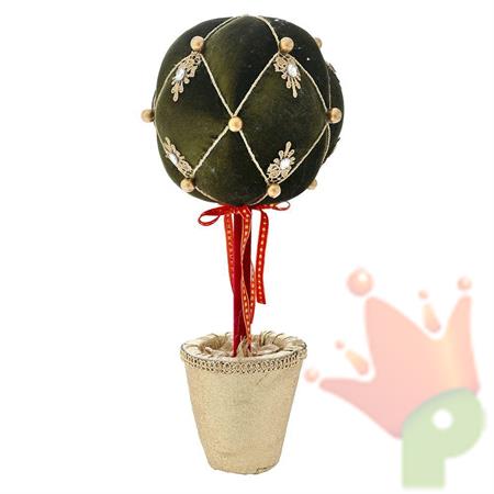PALLINA VERDE DECORO ORO IN VASO 21X21X51 CM